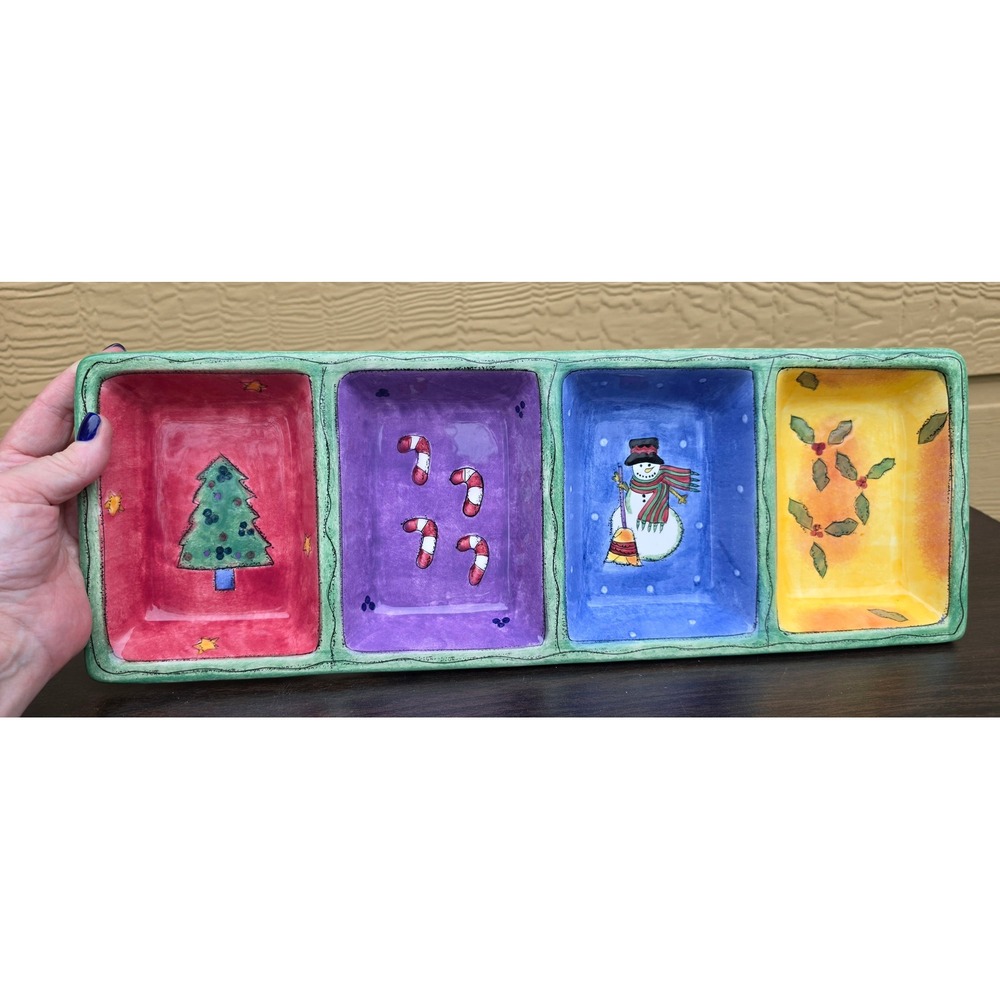 Sango The Sweet Shoppe Christmas Relish Tray Sue Zipkin Ceramic Serving Dish0974 - Picture 2 of 8